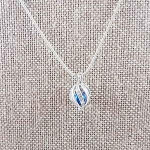 Sterling Silver Ball Cage Necklace With Pearl